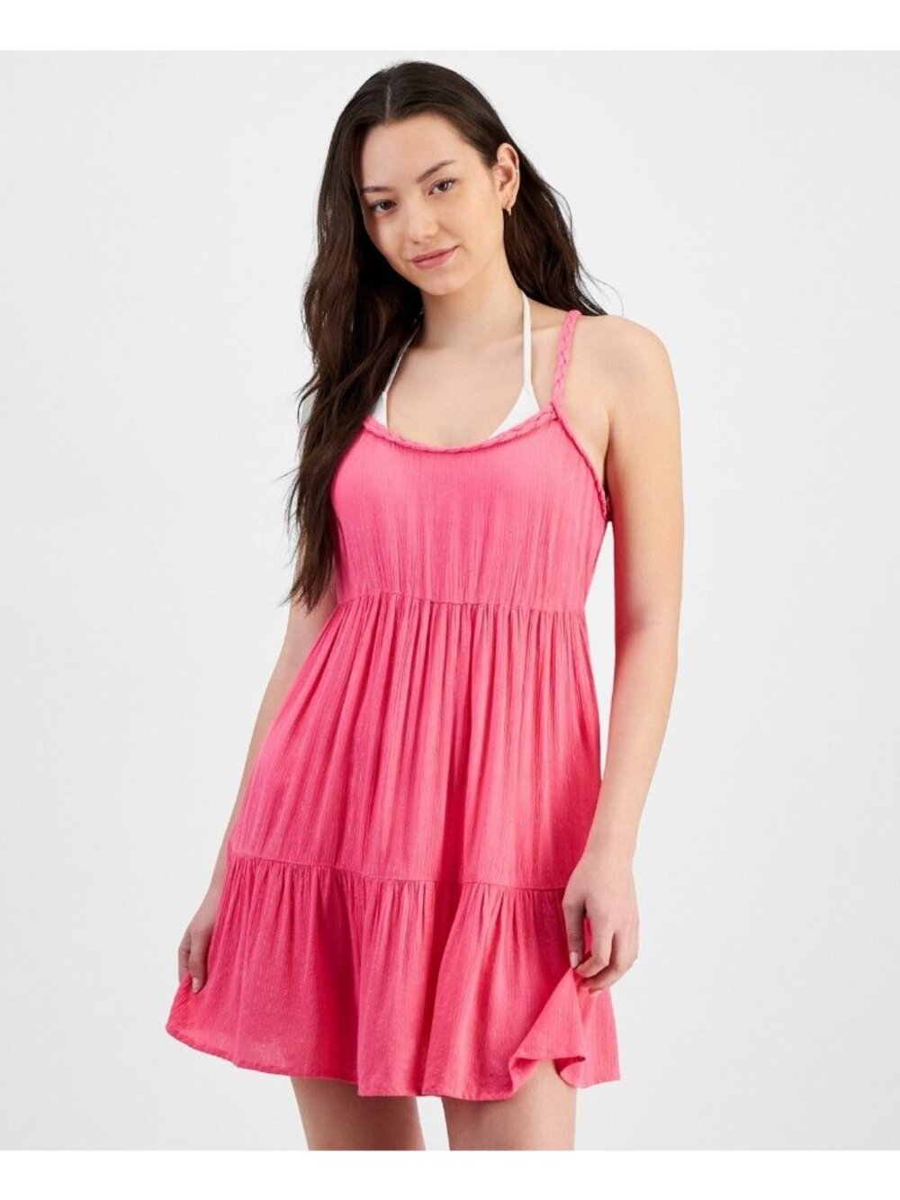Miken Juniors' Tiered Dress Swim Cover-up, Hot Pink, Sz. S